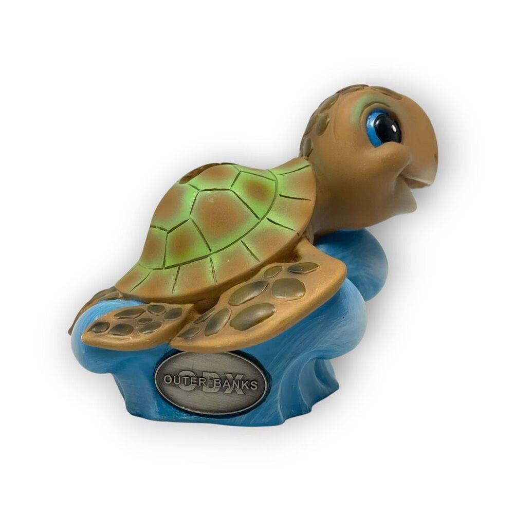 Outer Banks Baby Turtle On Wave Small Coin Bank Plastic Squirt